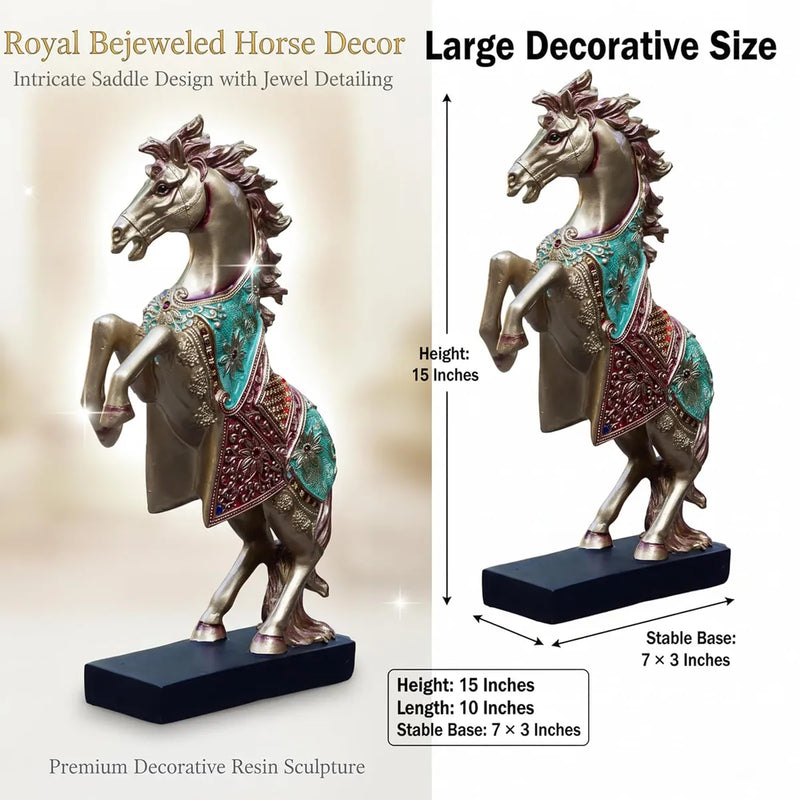 Royal Bejeweled Horse Showpiece Statue for Home Decor