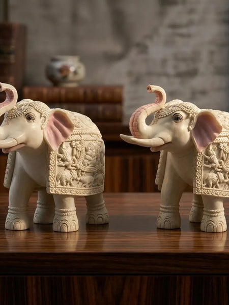 White Elephant Pair Showpiece