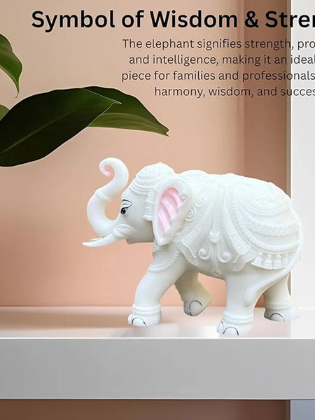 White Marble Elephant Pair Showpiece for Home