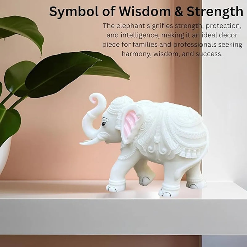 White Marble Elephant Pair Showpiece for Home