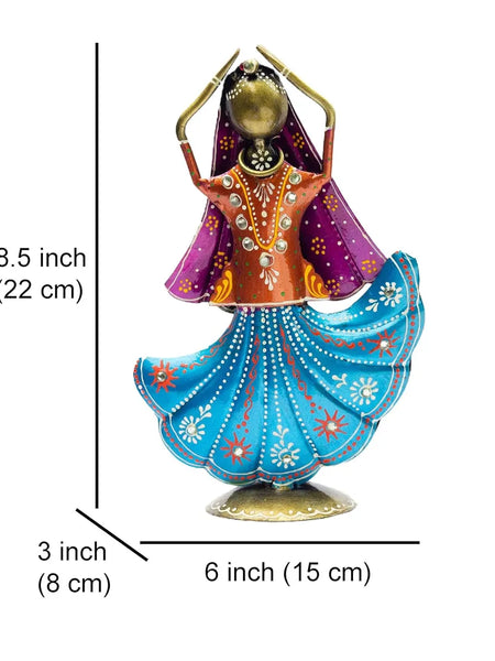 Rajasthani Dancing Doll Metal Figurine Showpiece, Set of 3