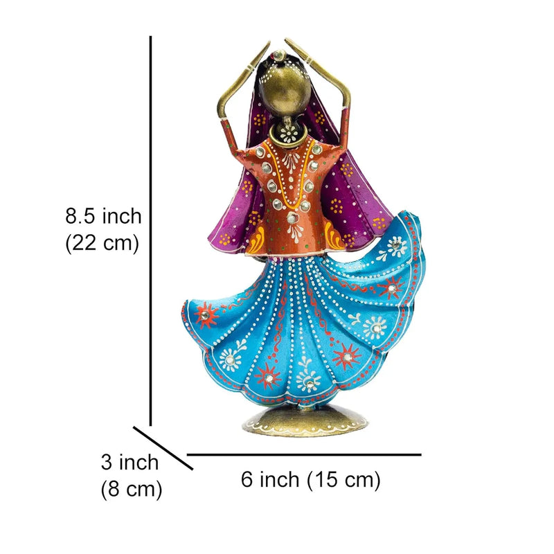 Rajasthani Dancing Doll Metal Figurine Showpiece, Set of 3