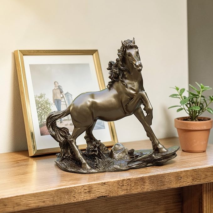 Golden Horse Statue Figurine for Office & Home Decor
