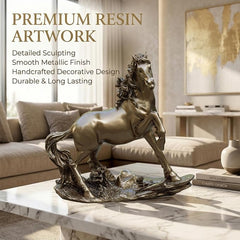 Golden Horse Statue Figurine for Office & Home Decor