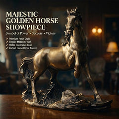 Golden Horse Statue Figurine for Office & Home Decor