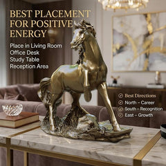 Golden Horse Statue Figurine for Office & Home Decor