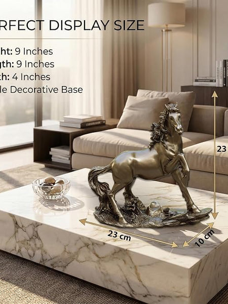 Golden Horse Statue Figurine for Office & Home Decor