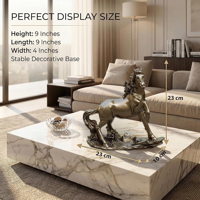 Golden Horse Statue Figurine for Office & Home Decor