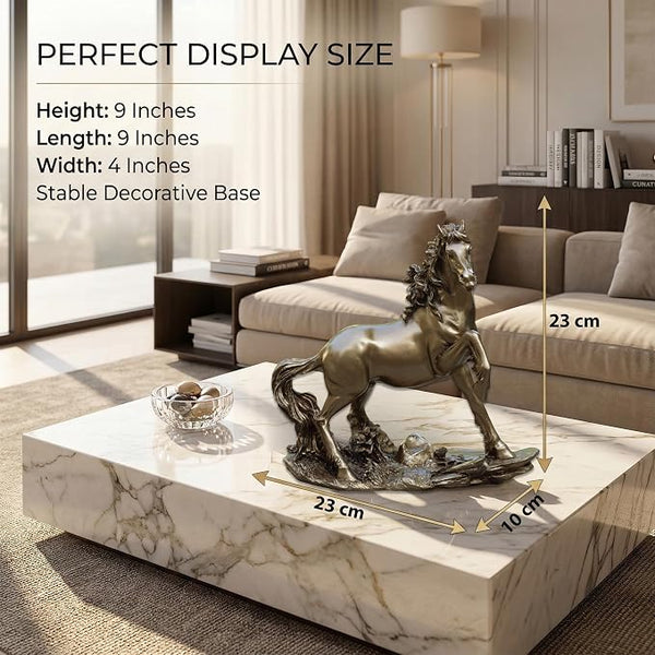 Golden Horse Statue Figurine for Office & Home Decor