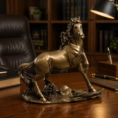 Golden Horse Statue Figurine for Office & Home Decor